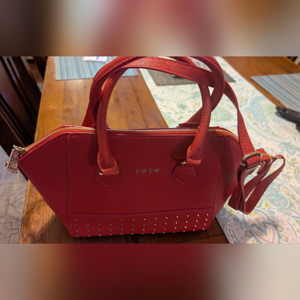 Red "bebe" Studded Handbag 💃